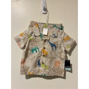 NWT Okie Dokie Tan Safari Animals Shorts Outfit - 12M